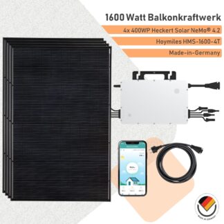 1600 Watt Balkonkraftwerk 1600 WP Heckert Solar Made in Germany Hoymiles HMS-1600-4T