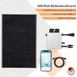 400 Watt Balkonkraftwerk 400WP Heckert Solar Made in Germany Hoymiles HMS-400-1T