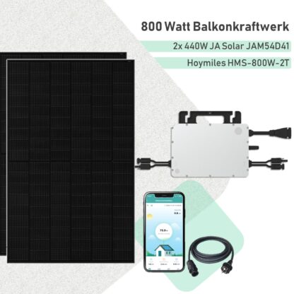 800-Watt-Balkonkraftwerk-880WP-JA-Solar-bifaziale-N-Typ-Module-und-Hoymiles-HMS-800W-2T-Wechselrichter-mit-WLAN