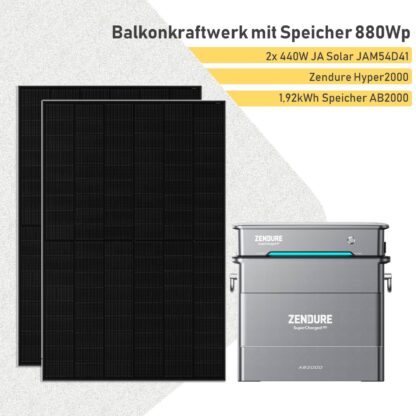 880 Watt Balkonkraftwerk mit 1,92kWh Speicher und Zendure Hyper 2000