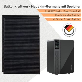 Balkonkraftwerk mit Speicher Marstek Jupiter C E 800WP Solarmodule Made-in-Germany